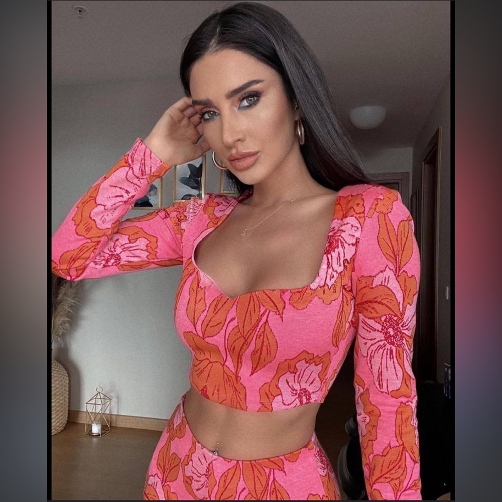 Zara Pink and Orange Crop Top